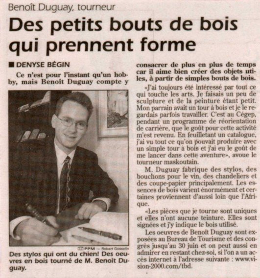 Parution — Benoît Duguay, artisan tourneur sur bois